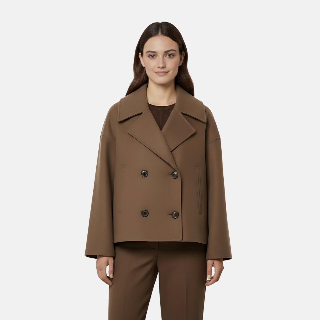 Damen Mantel mit Knopfleiste – Kurz Geschnitten – Klassischer Schnitt