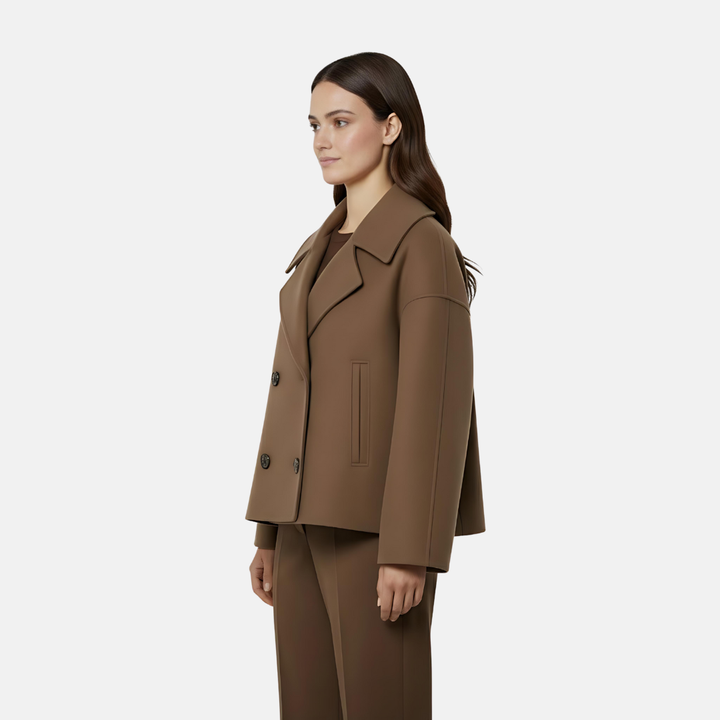 Damen Mantel mit Knopfleiste – Kurz Geschnitten – Klassischer Schnitt