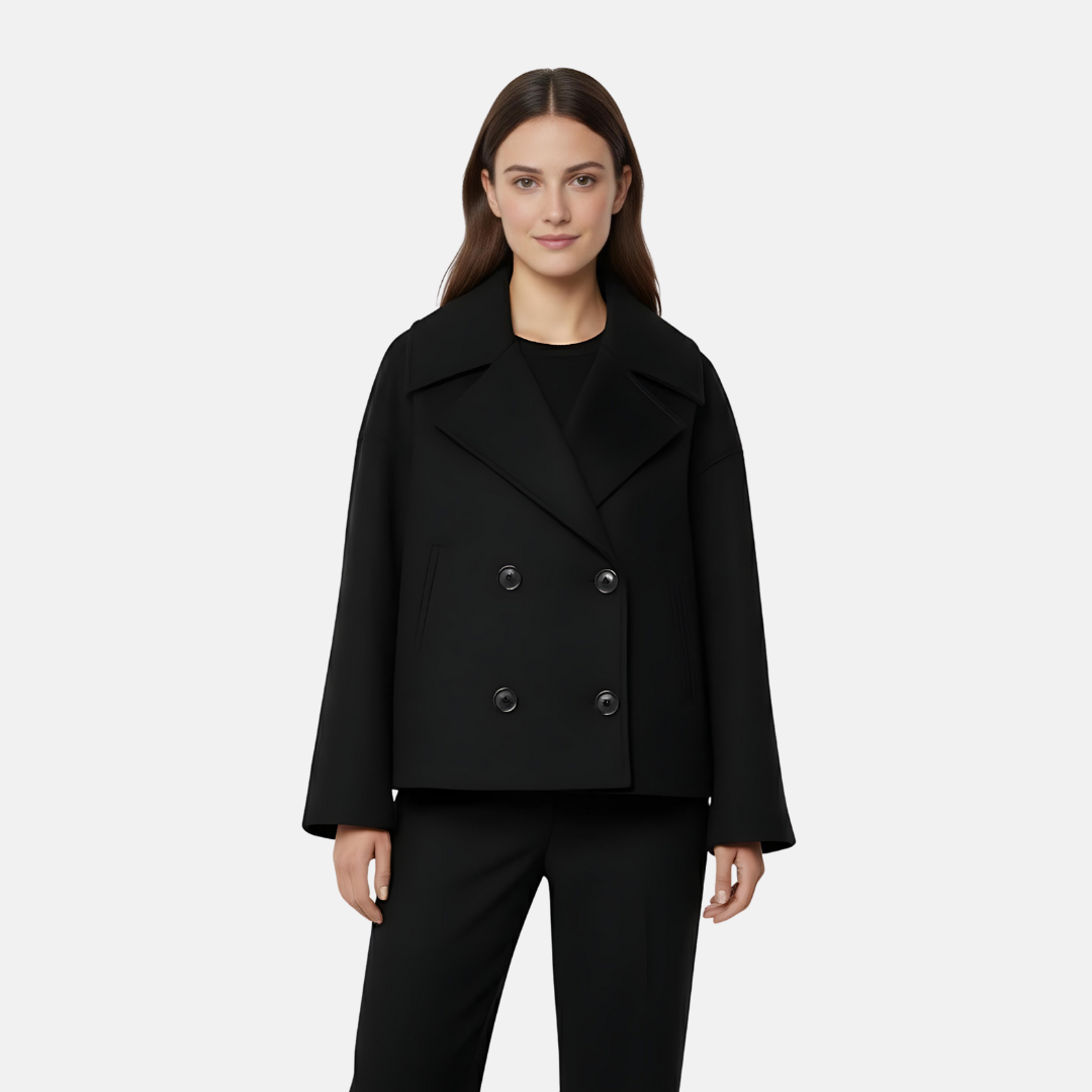 Damen Mantel mit Knopfleiste – Kurz Geschnitten – Klassischer Schnitt