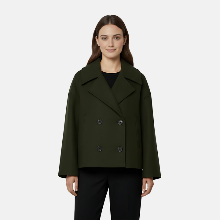 Damen Mantel mit Knopfleiste – Kurz Geschnitten – Klassischer Schnitt