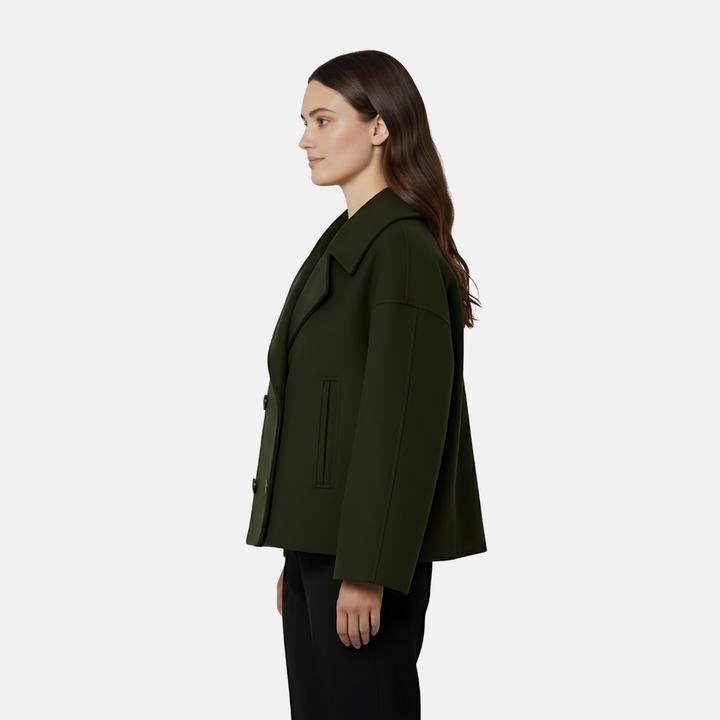 Damen Mantel mit Knopfleiste – Kurz Geschnitten – Klassischer Schnitt