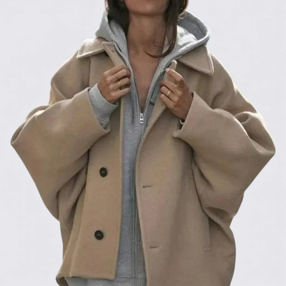 Damen Mantel mit Knopfleiste – Kurzer Mantel – Gerader Schnitt