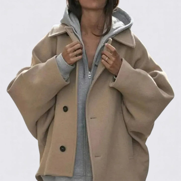 Damen Mantel mit Knopfleiste – Kurzer Mantel – Gerader Schnitt