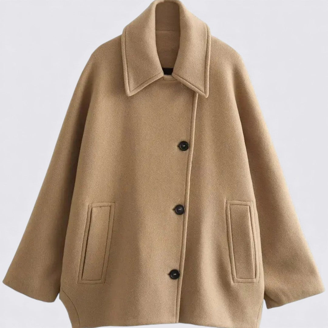 Damen Mantel mit Knopfleiste – Kurzer Mantel – Gerader Schnitt