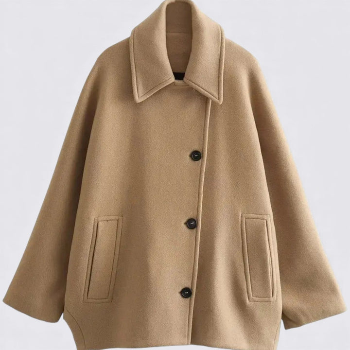 Damen Mantel mit Knopfleiste – Kurzer Mantel – Gerader Schnitt