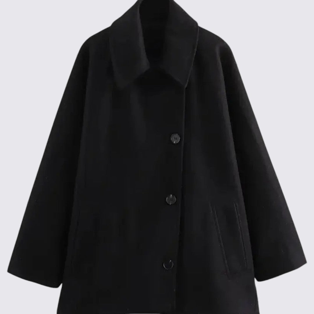 Damen Mantel mit Knopfleiste – Kurzer Mantel – Gerader Schnitt
