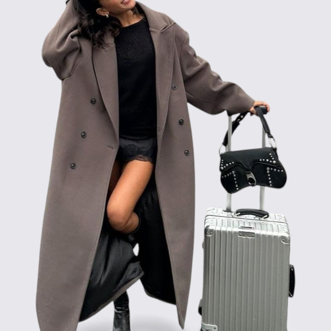 Damen Mantel mit Knopfleiste – Langer Mantel – Klassischer Schnitt