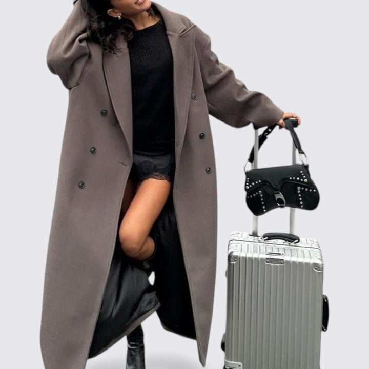 Damen Mantel mit Knopfleiste – Langer Mantel – Klassischer Schnitt