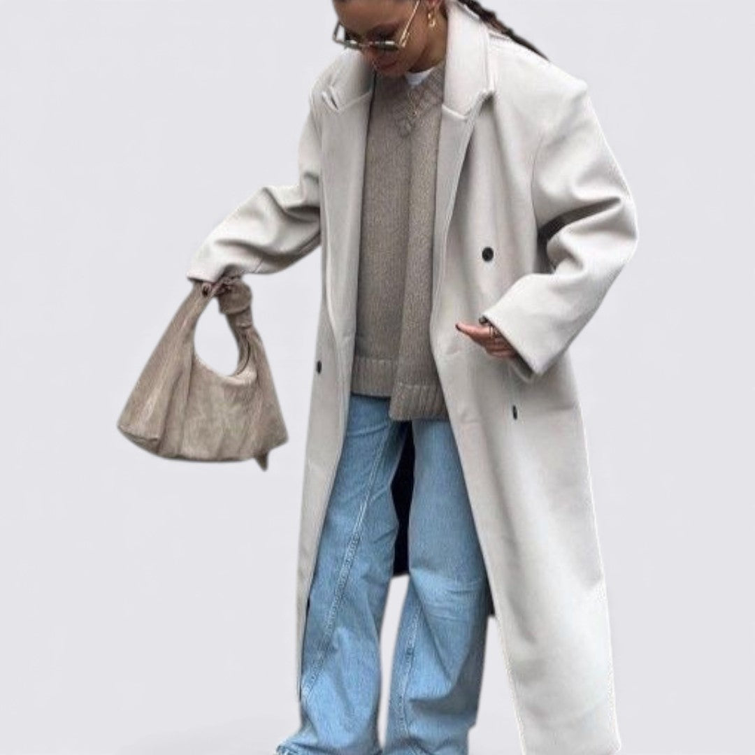 Damen Mantel mit Knopfleiste – Langer Mantel – Klassischer Schnitt