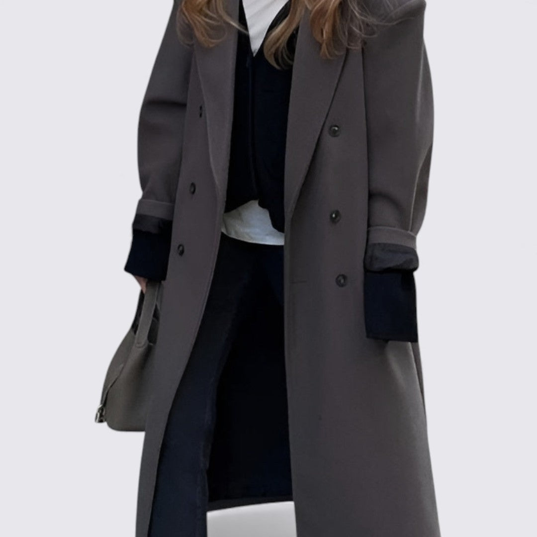 Damen Mantel mit Knopfleiste – Langer Mantel – Klassischer Schnitt