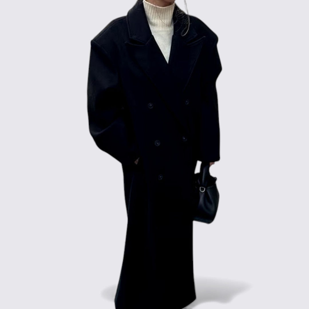 Damen Mantel mit Knopfleiste – Langer Mantel – Klassischer Schnitt