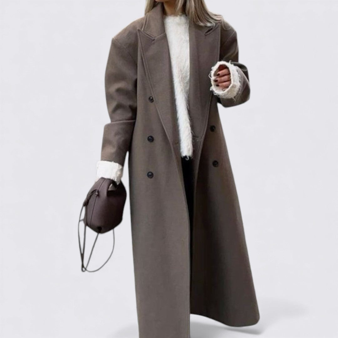 Damen Mantel mit Knopfleiste – Langer Mantel – Klassischer Schnitt