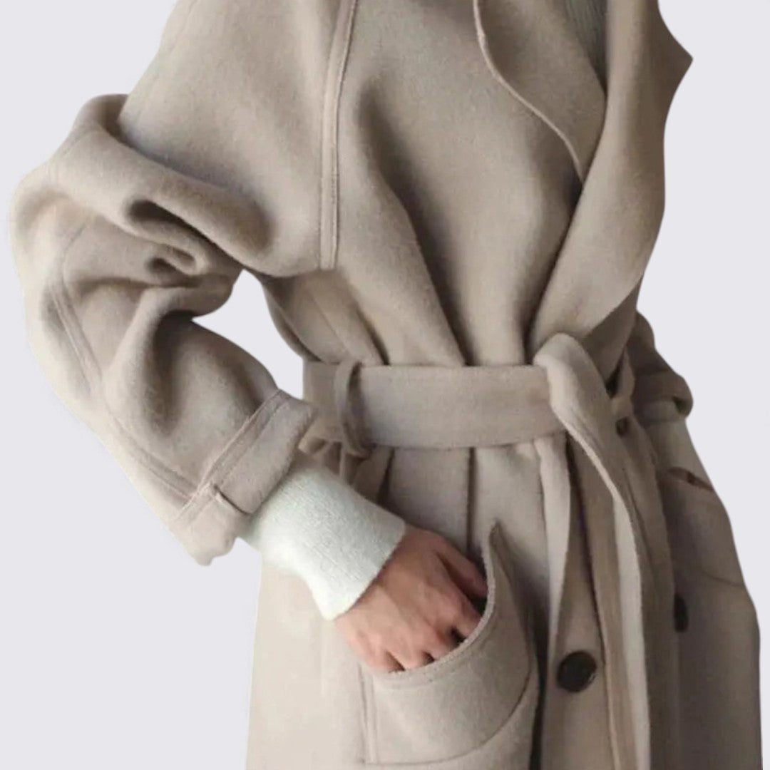 Damen Mantel mit Knopfleiste – Langer Mantel – Langarm