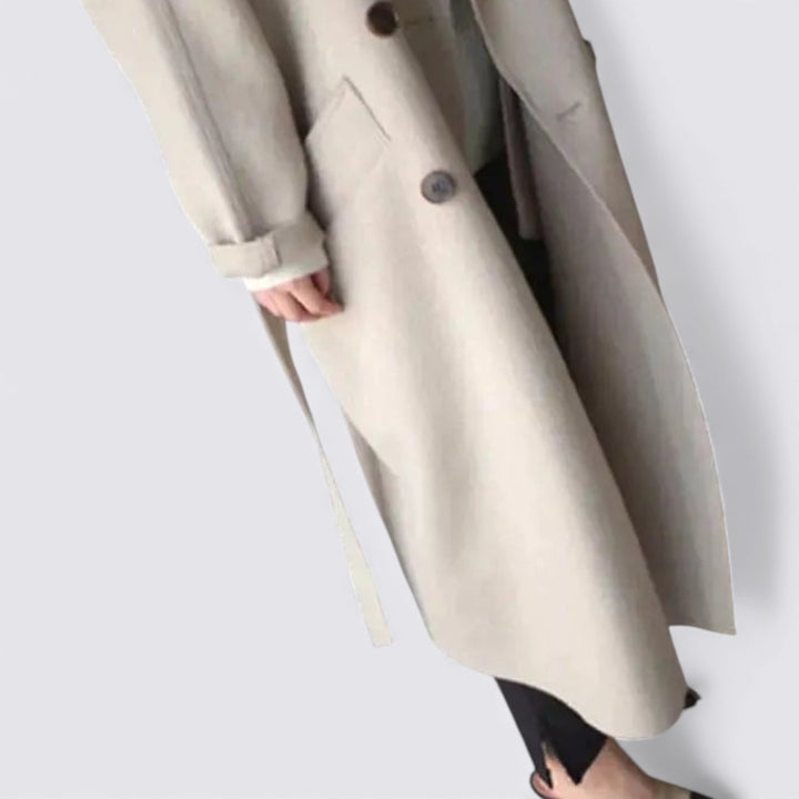 Damen Mantel mit Knopfleiste – Langer Mantel – Langarm