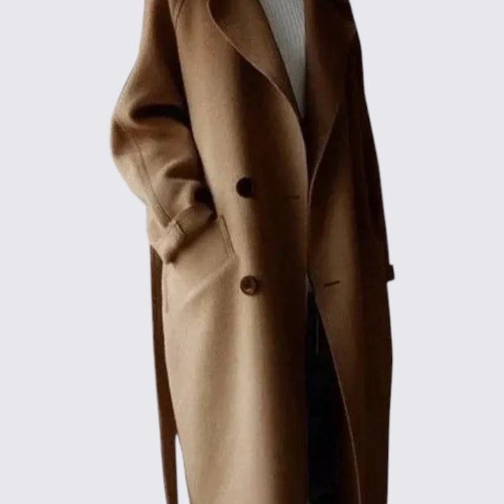 Damen Mantel mit Knopfleiste – Langer Mantel – Langarm