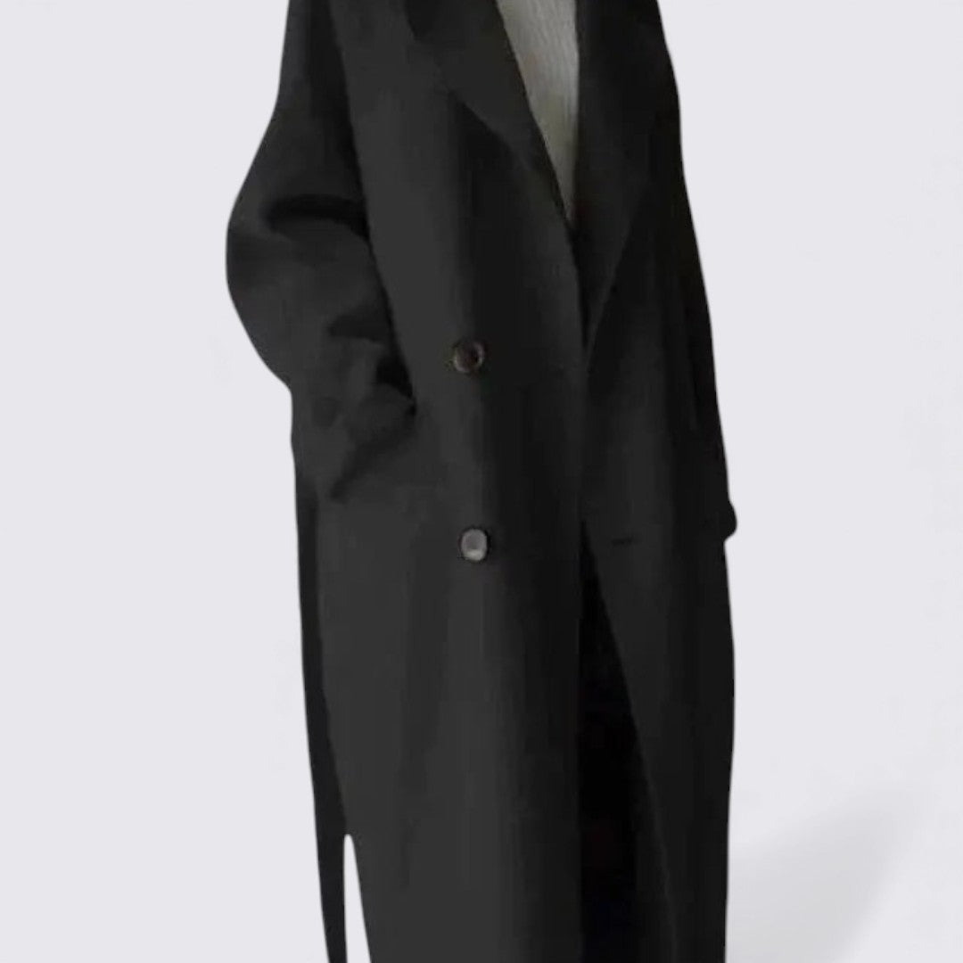 Damen Mantel mit Knopfleiste – Langer Mantel – Langarm