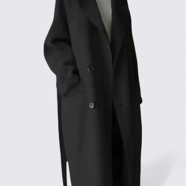 Damen Mantel mit Knopfleiste – Langer Mantel – Langarm