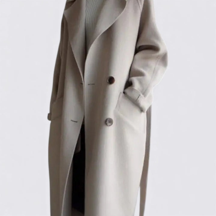 Damen Mantel mit Knopfleiste – Langer Mantel – Langarm