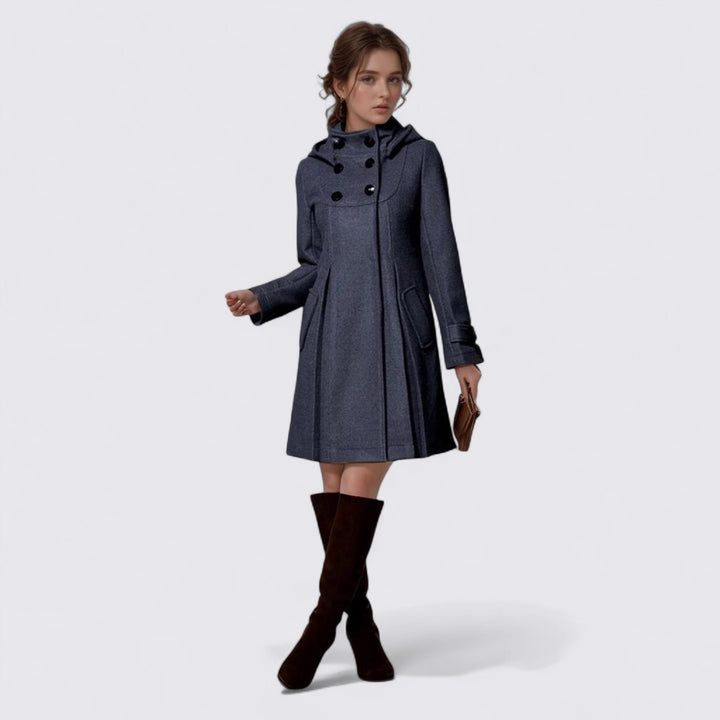 Damen Mantel mit Stehkragen – A-Linie Mantel – Lang Geschnitten