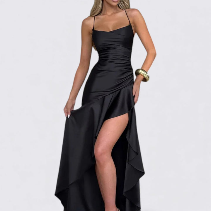 Damen Maxikleid – Ärmellos & Tailliert – Eleganter Beinschlitz