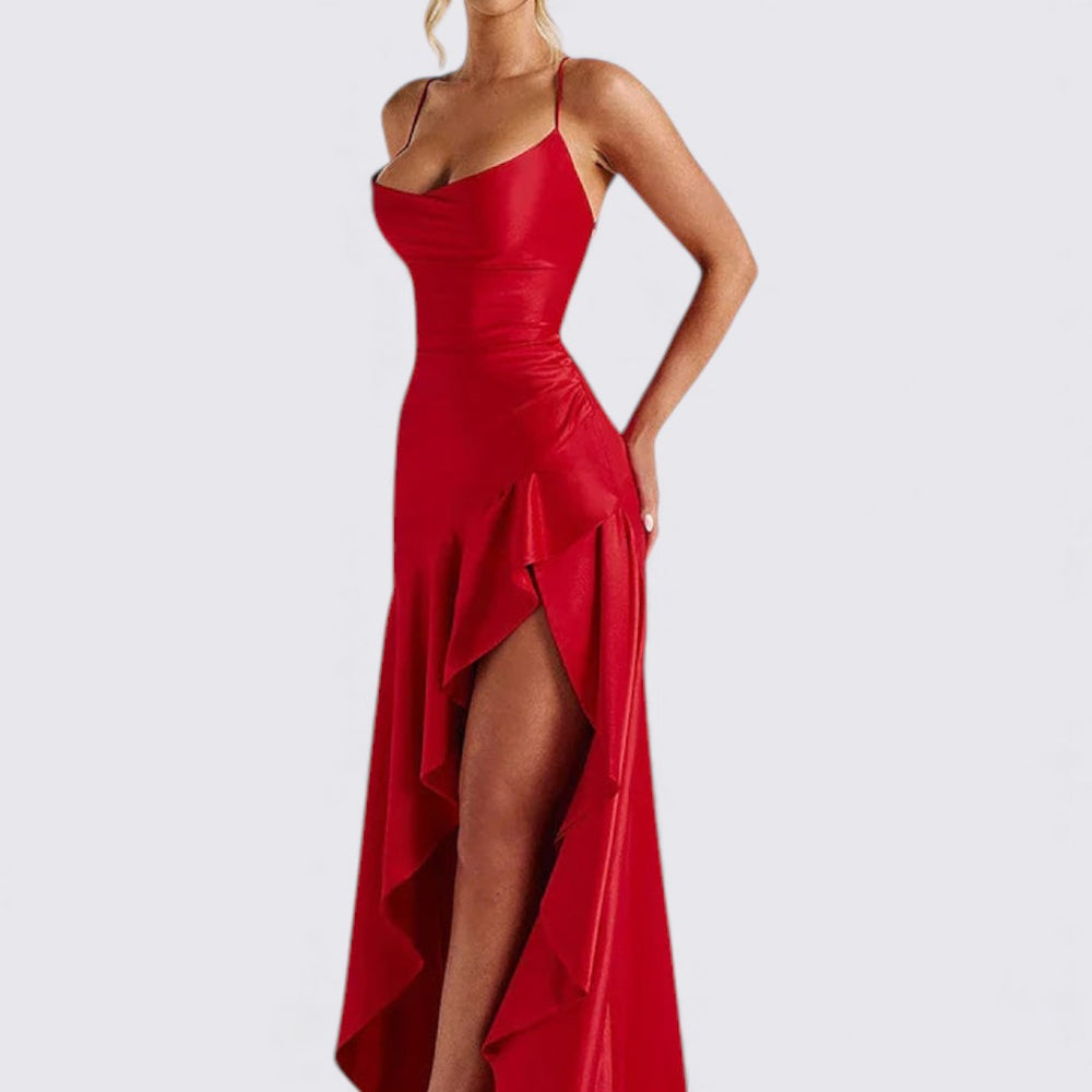 Damen Maxikleid – Ärmellos & Tailliert – Eleganter Beinschlitz