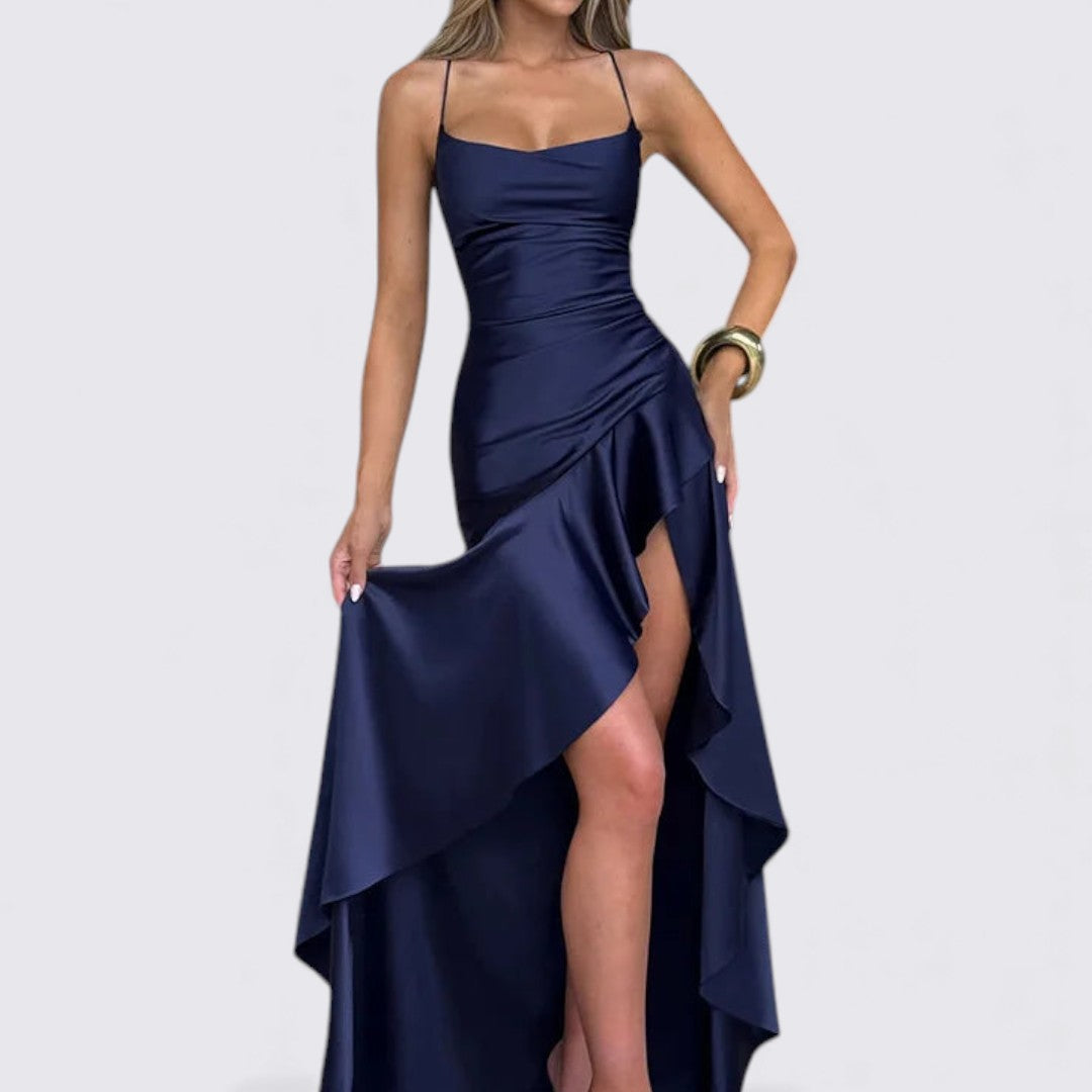 Damen Maxikleid – Ärmellos & Tailliert – Eleganter Beinschlitz