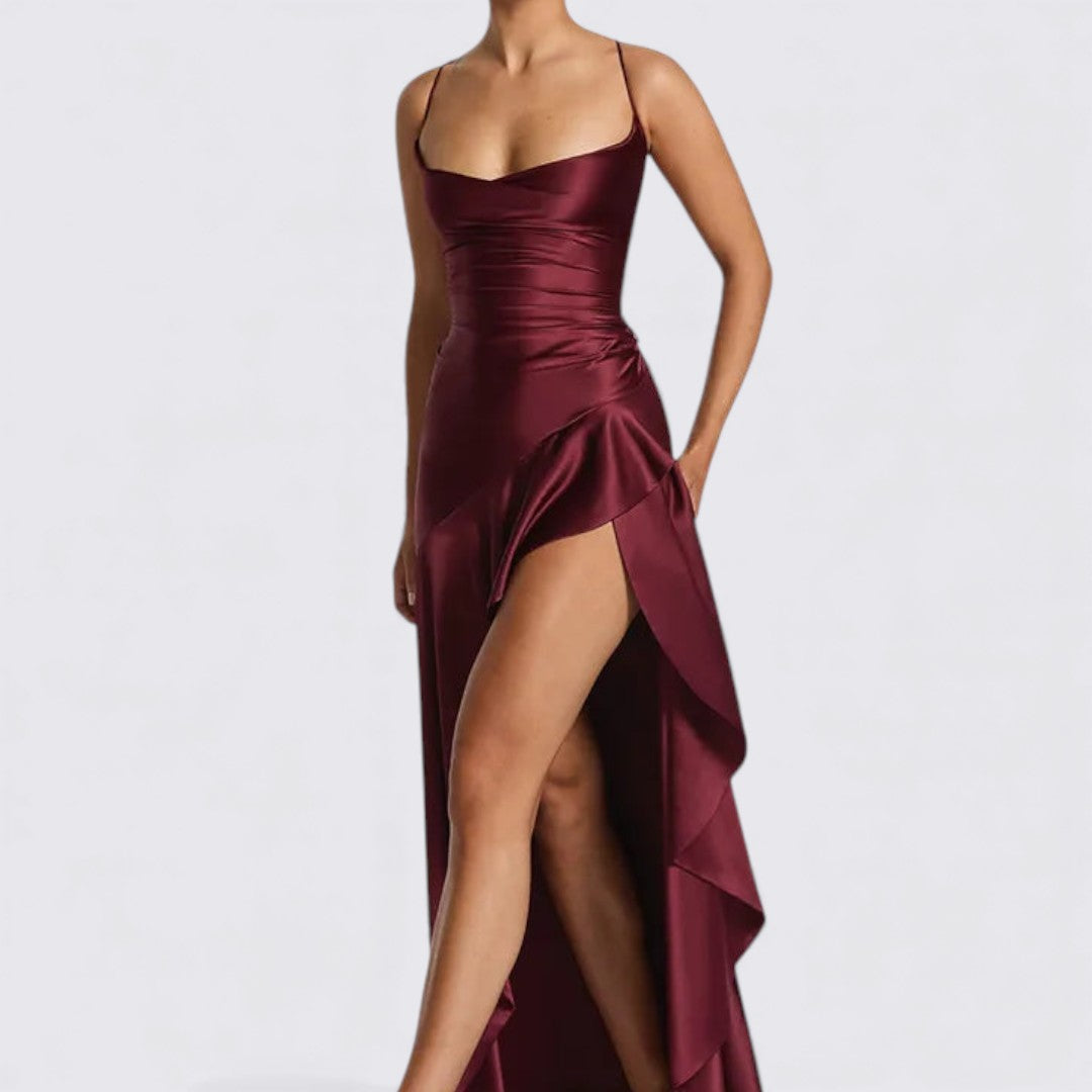 Damen Maxikleid – Ärmellos & Tailliert – Eleganter Beinschlitz