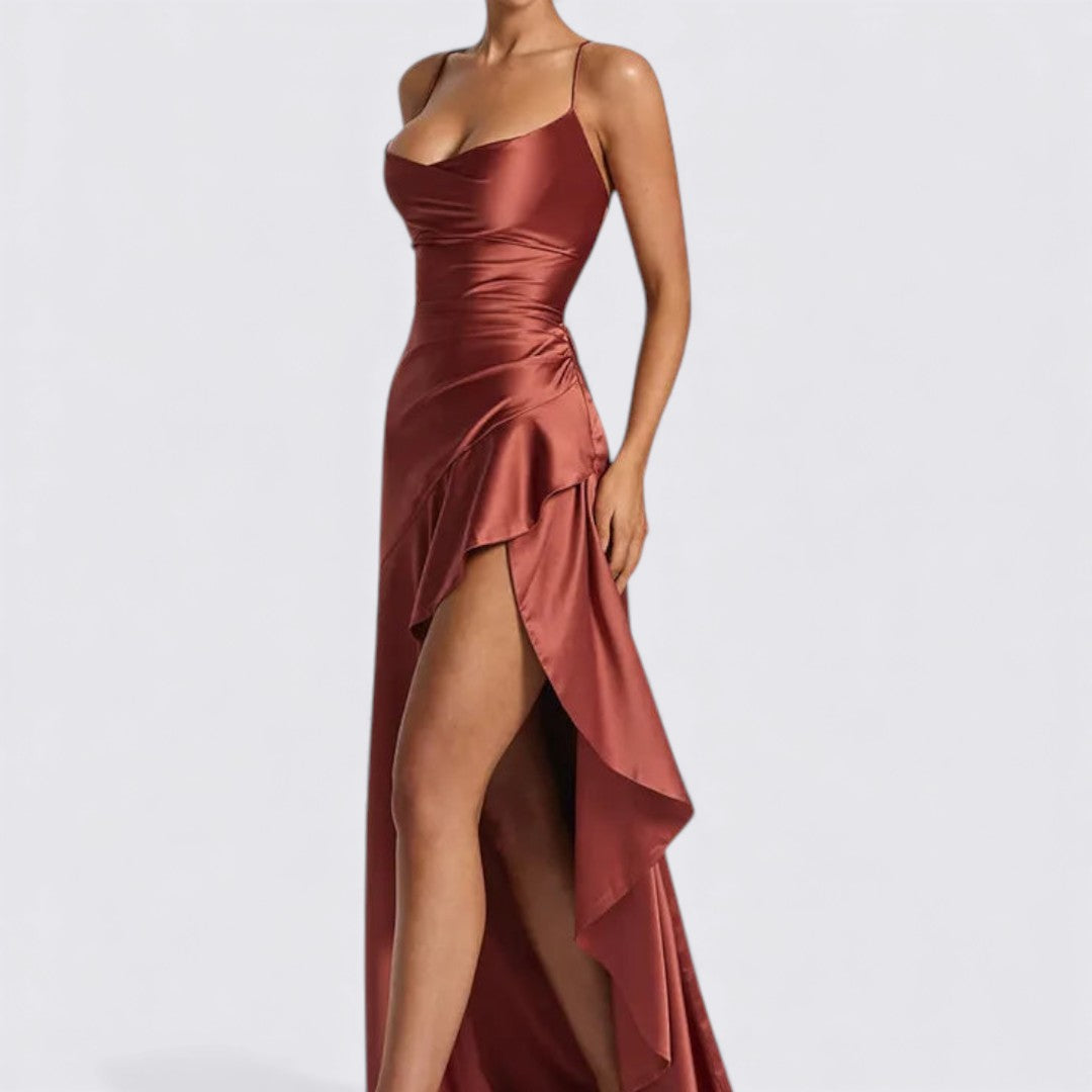 Damen Maxikleid – Ärmellos & Tailliert – Eleganter Beinschlitz