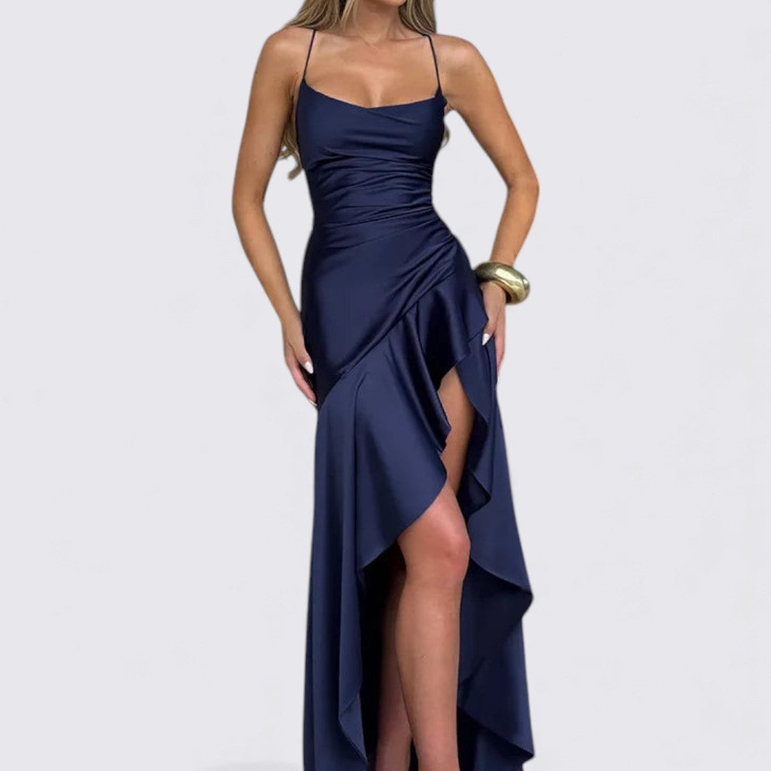 Damen Maxikleid – Ärmellos & Tailliert – Eleganter Beinschlitz