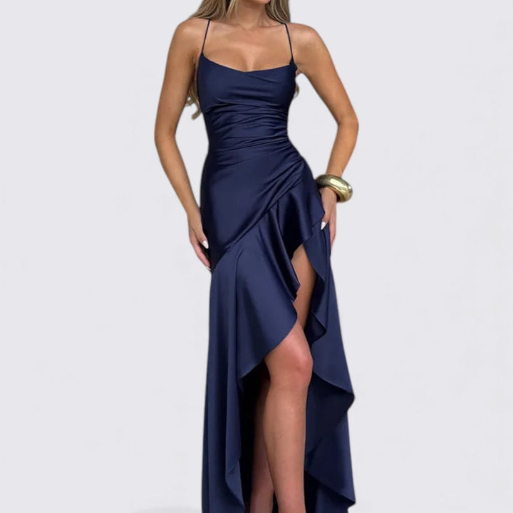 Damen Maxikleid – Ärmellos & Tailliert – Eleganter Beinschlitz