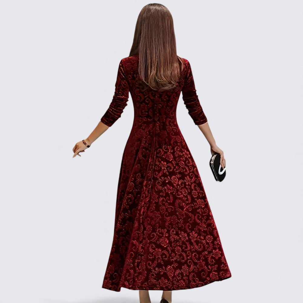 Damen Midi Kleid – Tailliert Geschnitten – Langarm Kleid