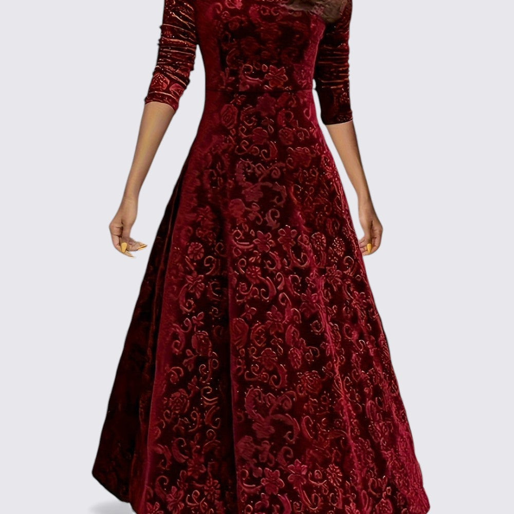 Damen Midi Kleid – Tailliert Geschnitten – Langarm Kleid