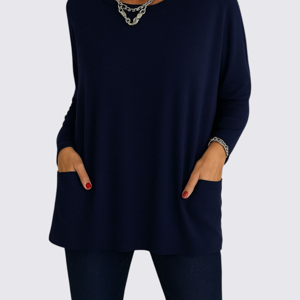 Damen Oberteil – Rundhals Oberteil – Weiter Schnitt