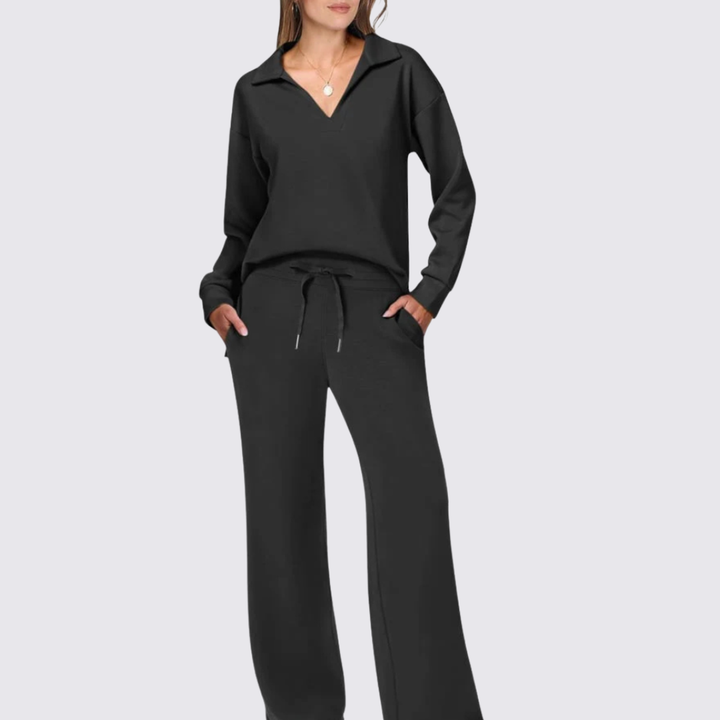 Damen Oberteil mit V-Ausschnitt – Langarm Oberteil – Schlichter Schnitt