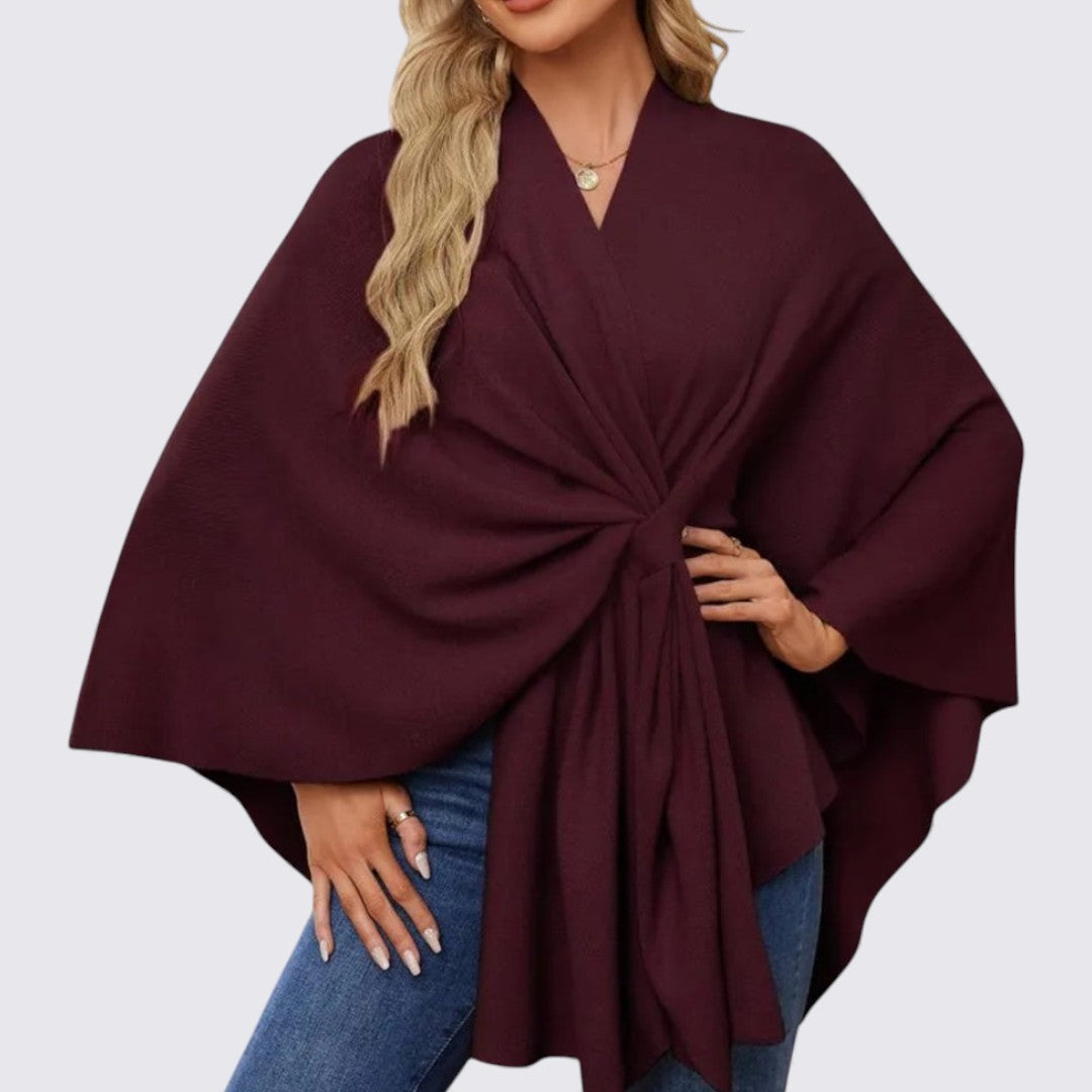 Damen Oberteil mit V-Ausschnitt – Weiter Schnitt – Drapiertes Design