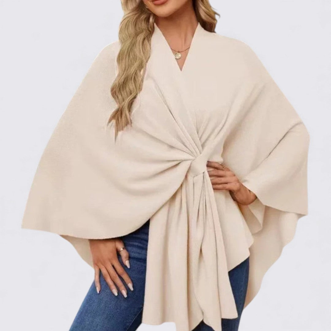 Damen Oberteil mit V-Ausschnitt – Weiter Schnitt – Drapiertes Design