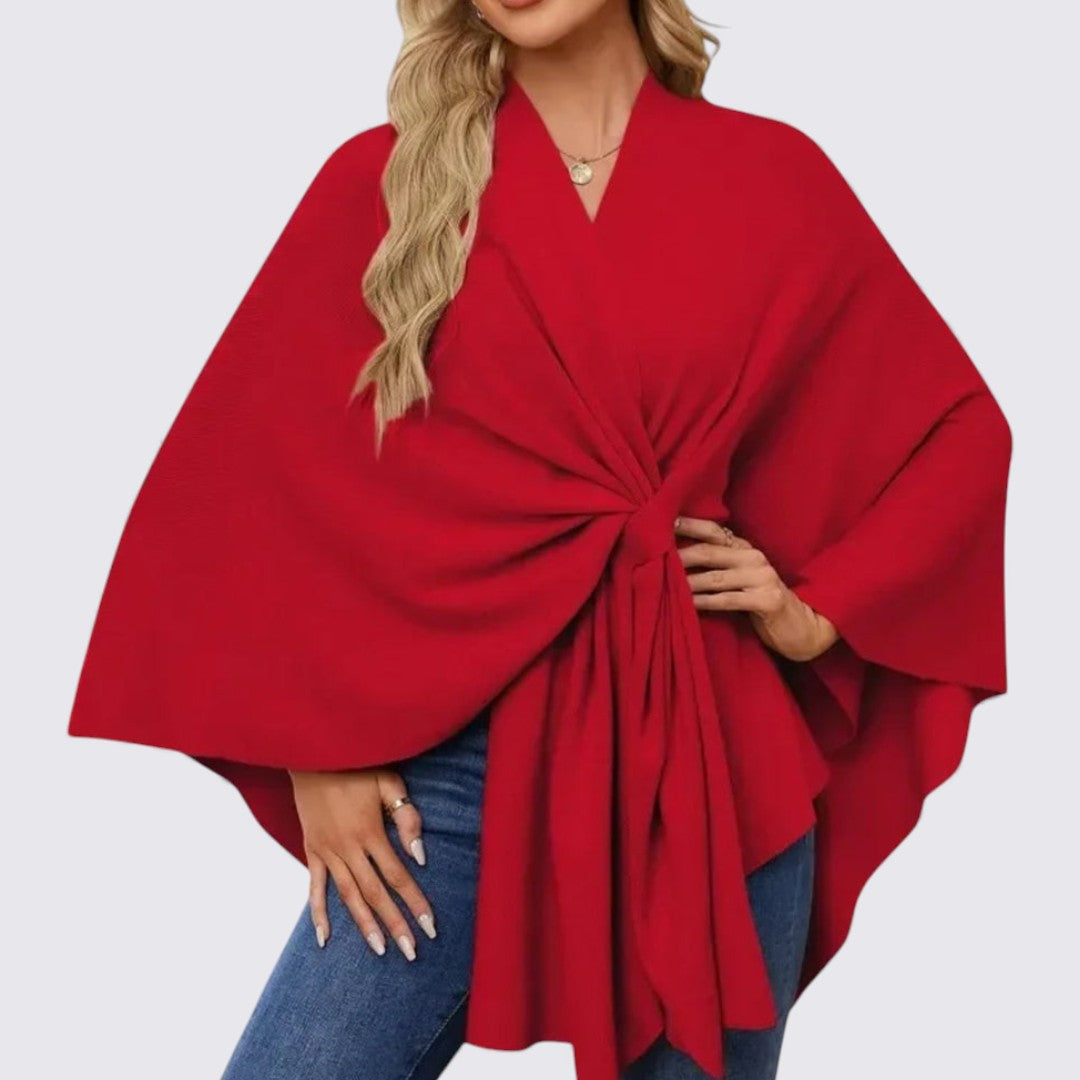 Damen Oberteil mit V-Ausschnitt – Weiter Schnitt – Drapiertes Design