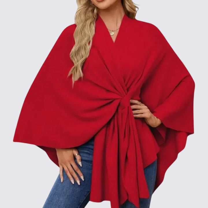 Damen Oberteil mit V-Ausschnitt – Weiter Schnitt – Drapiertes Design