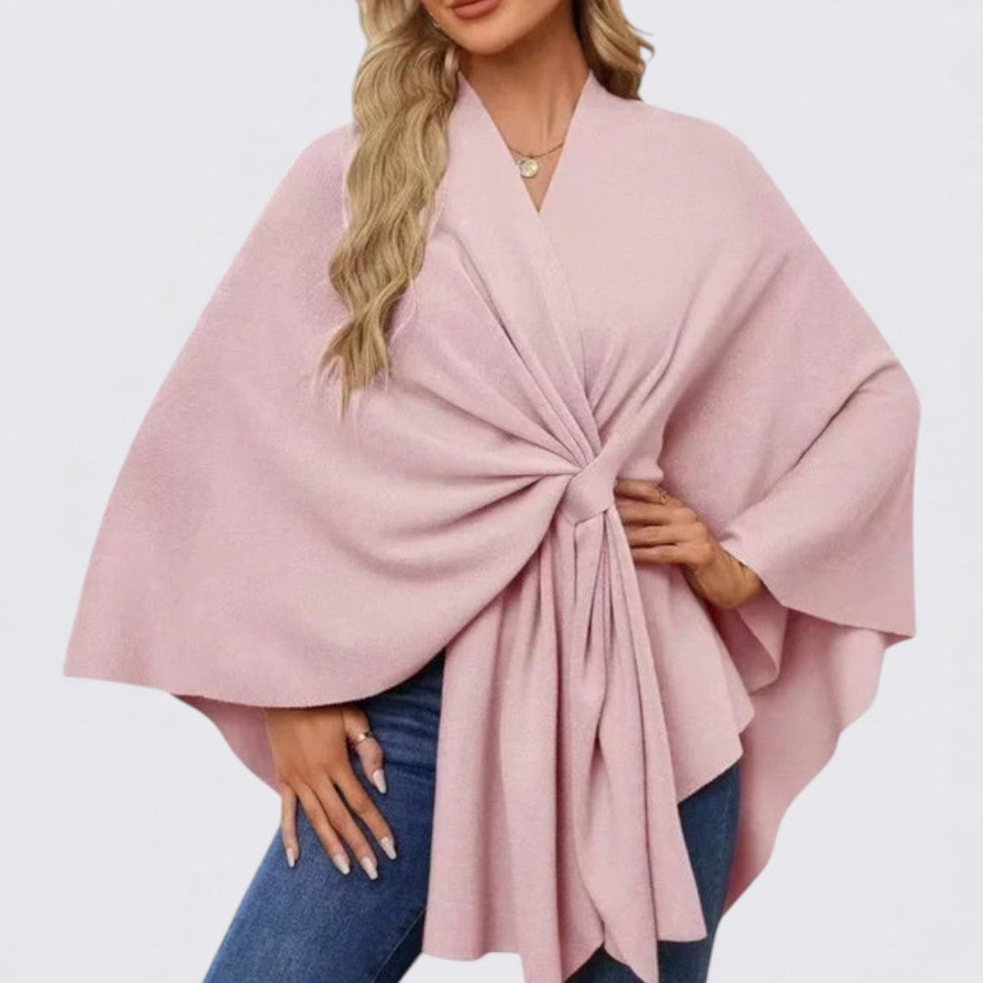 Damen Oberteil mit V-Ausschnitt – Weiter Schnitt – Drapiertes Design