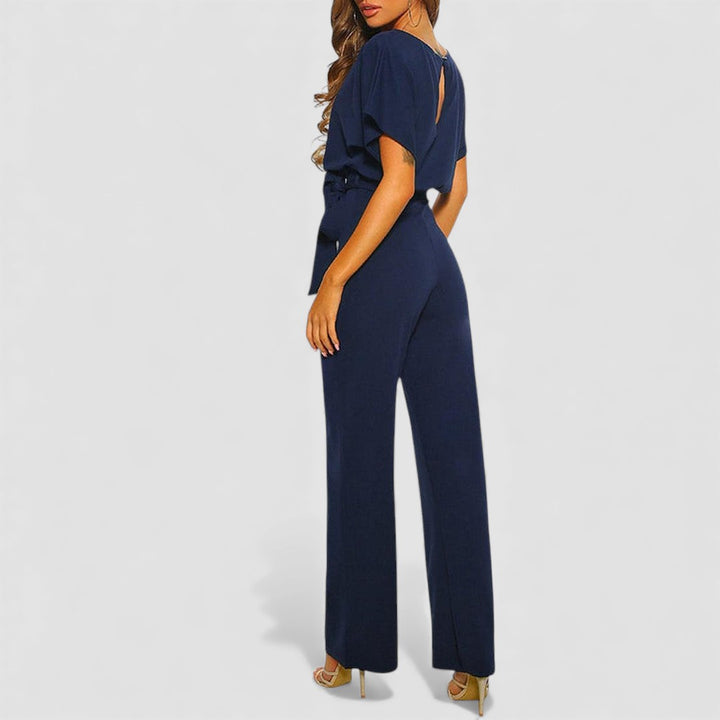 Damen Overall mit Gürtel – Langer Overall – Kurzarm