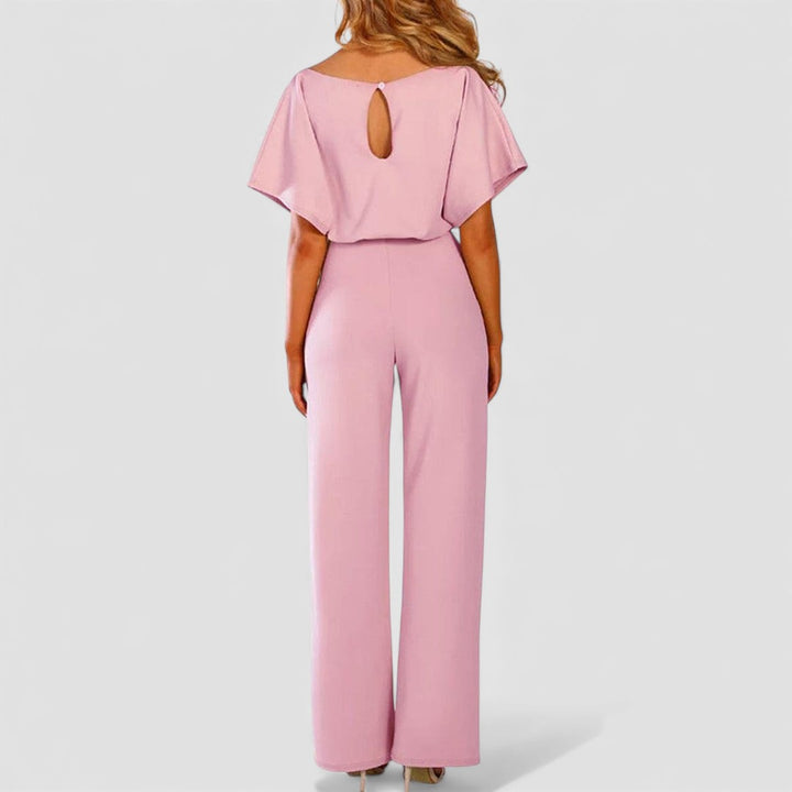 Damen Overall mit Gürtel – Langer Overall – Kurzarm