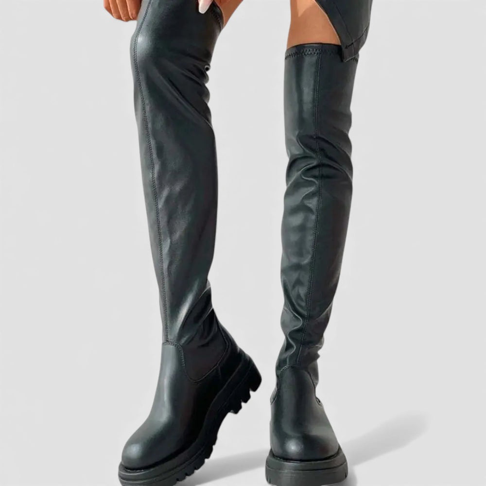 Damen Overknee Stiefel – Moderne Stiefel – Plateausohle Winterstiefel