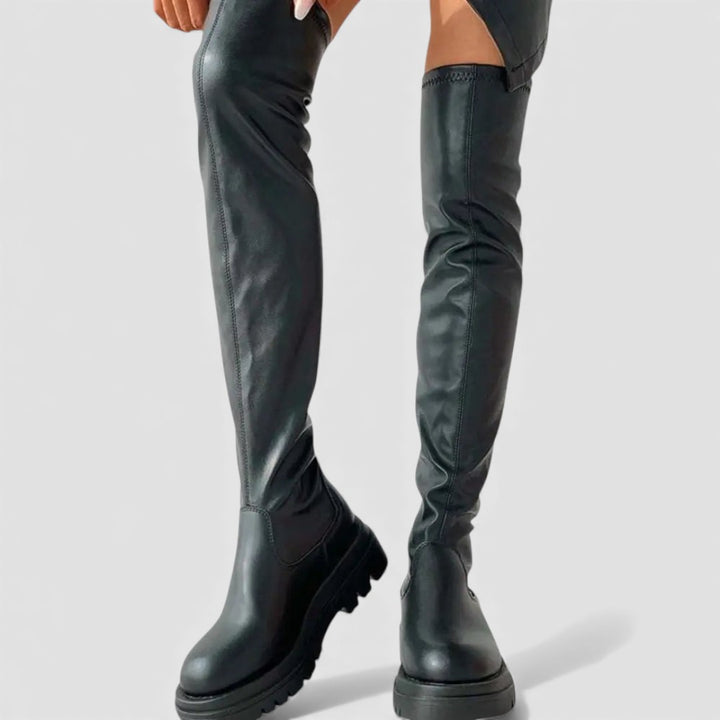 Damen Overknee Stiefel – Moderne Stiefel – Plateausohle Winterstiefel