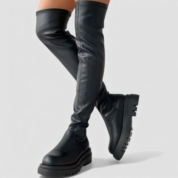 Damen Overknee Stiefel – Moderne Stiefel – Plateausohle Winterstiefel