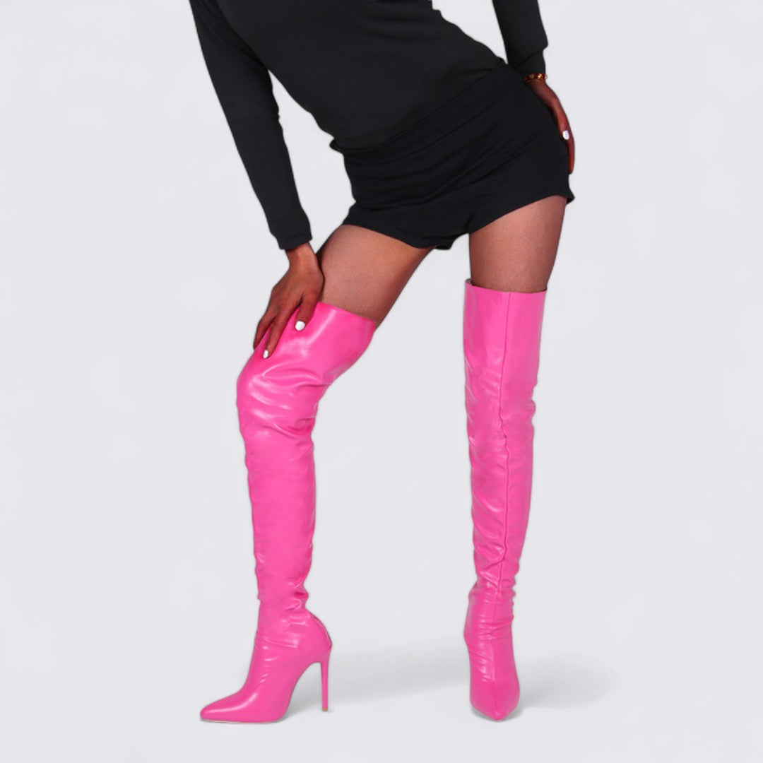 Damen Overknee Stiefel mit Absatz – Hoher Schaft – Elegante Stiefel