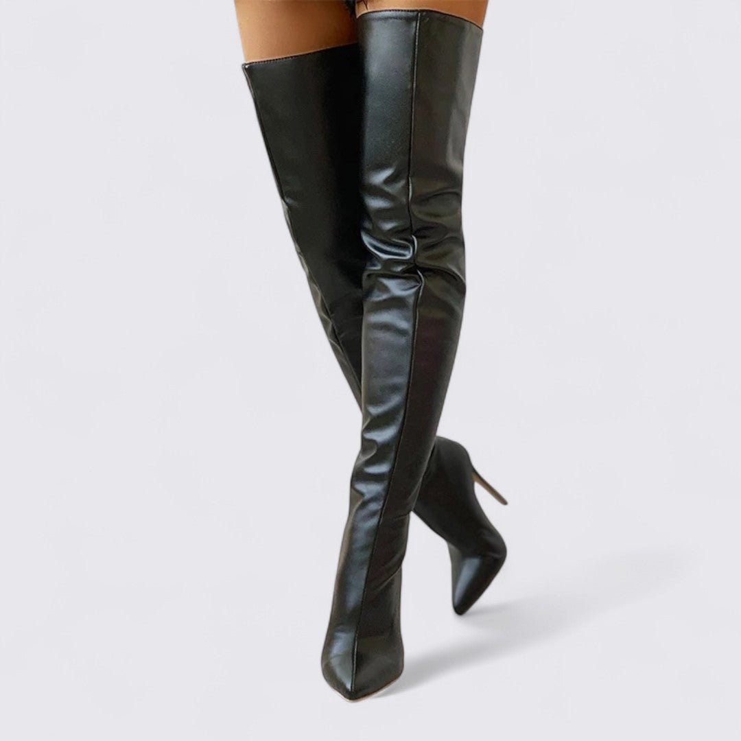 Damen Overknee Stiefel mit Absatz – Hoher Schaft – Elegante Stiefel