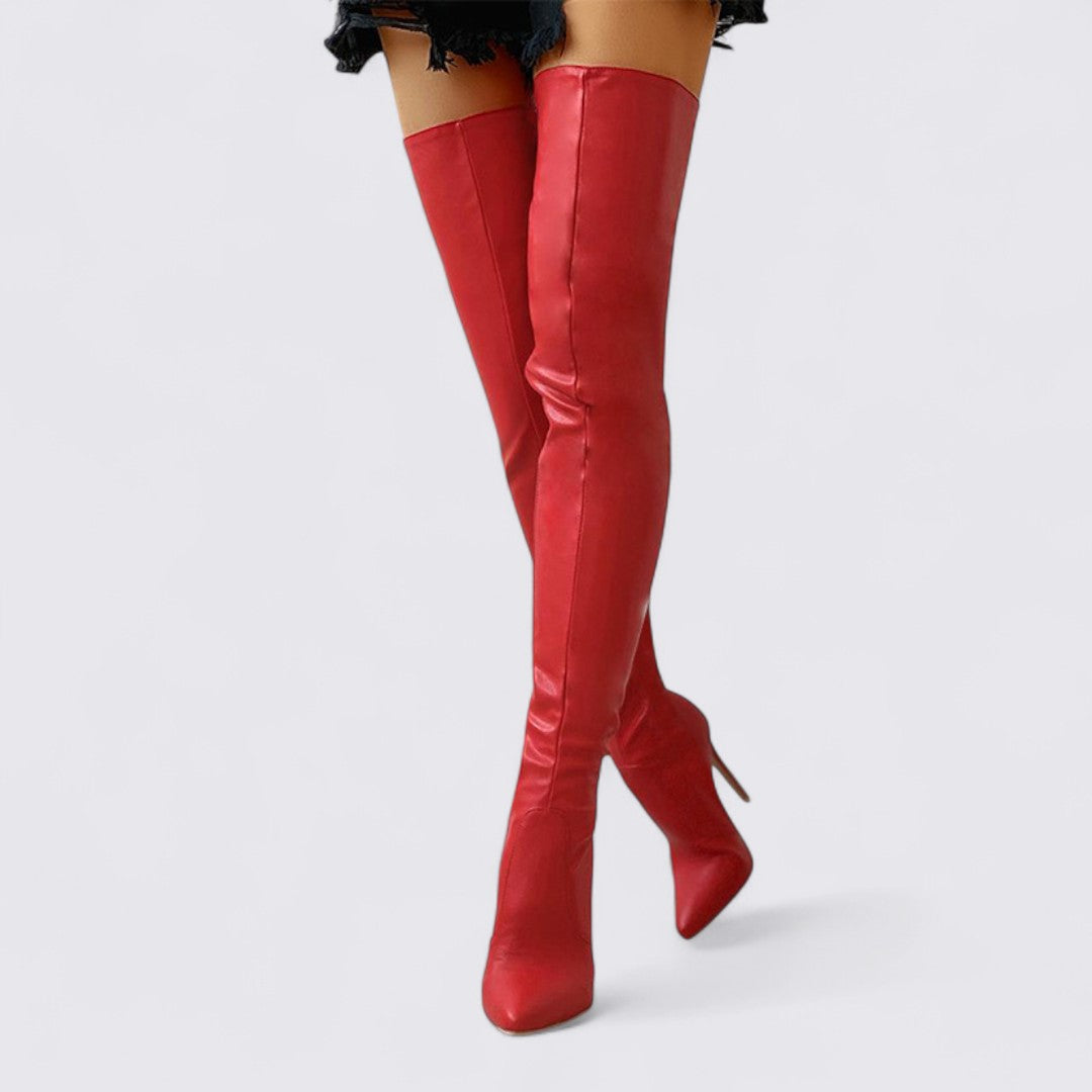 Damen Overknee Stiefel mit Absatz – Hoher Schaft – Elegante Stiefel