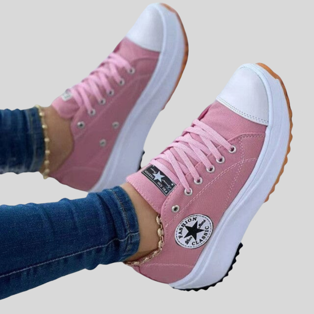 Damen Plateau Sneaker mit Schnürung – Bequeme Sneaker – Profilsohle