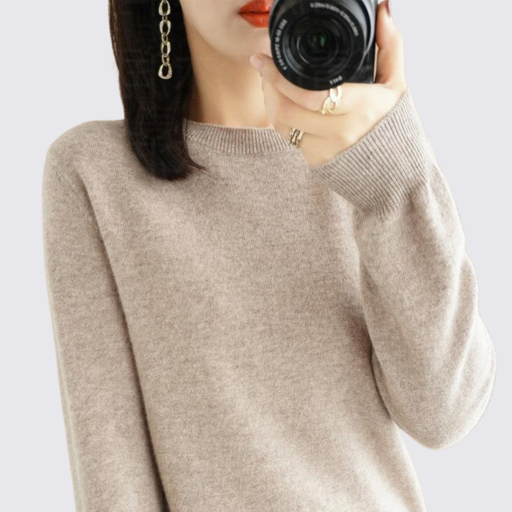 Damen Pullover Rundhals – Feinstrick Basic – Langarm