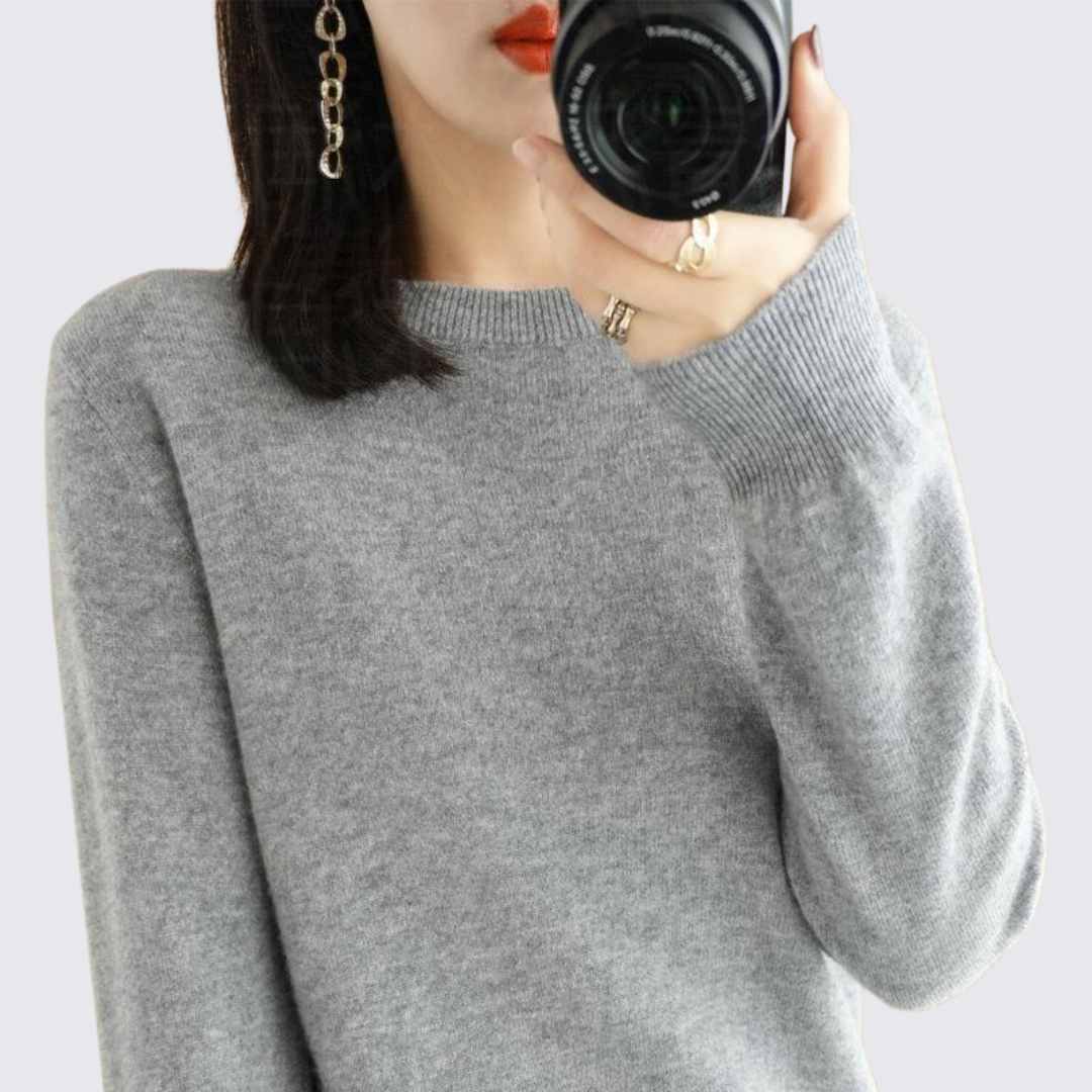 Damen Pullover Rundhals – Feinstrick Basic – Langarm